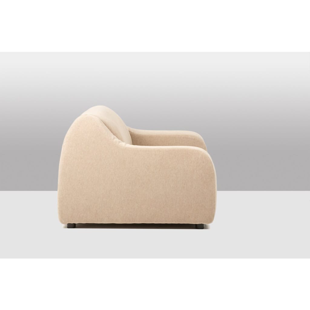 Paire de larges et confortables fauteuils en tissu beige. Contemporains 6