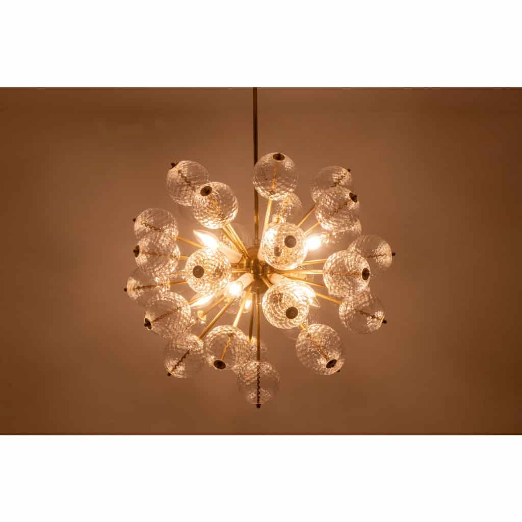 Kamenicky Senov, édité par. Paire de lustres en laiton et verre. Vers 1970 4