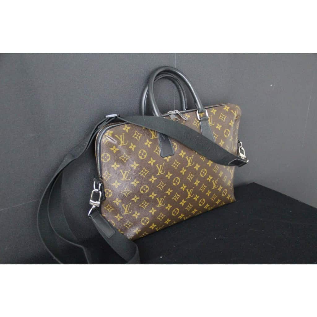 Porte-documents Louis Vuitton Monogram Macassar – Garniture en cuir noir 19