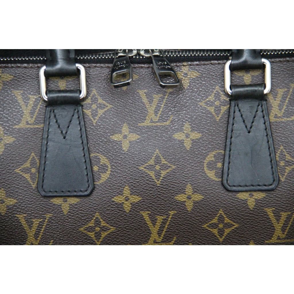 Porte-documents Louis Vuitton Monogram Macassar – Garniture en cuir noir 5