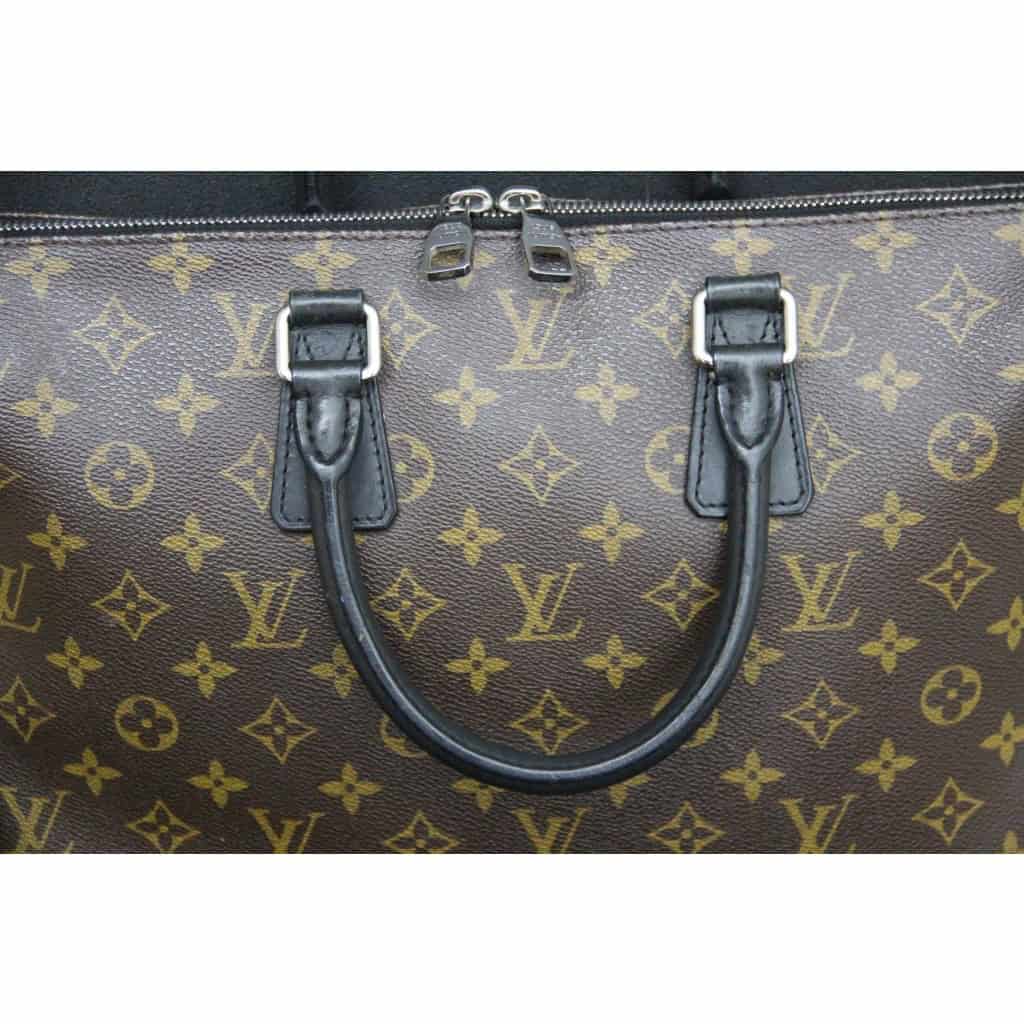 Porte-documents Louis Vuitton Monogram Macassar – Garniture en cuir noir 6