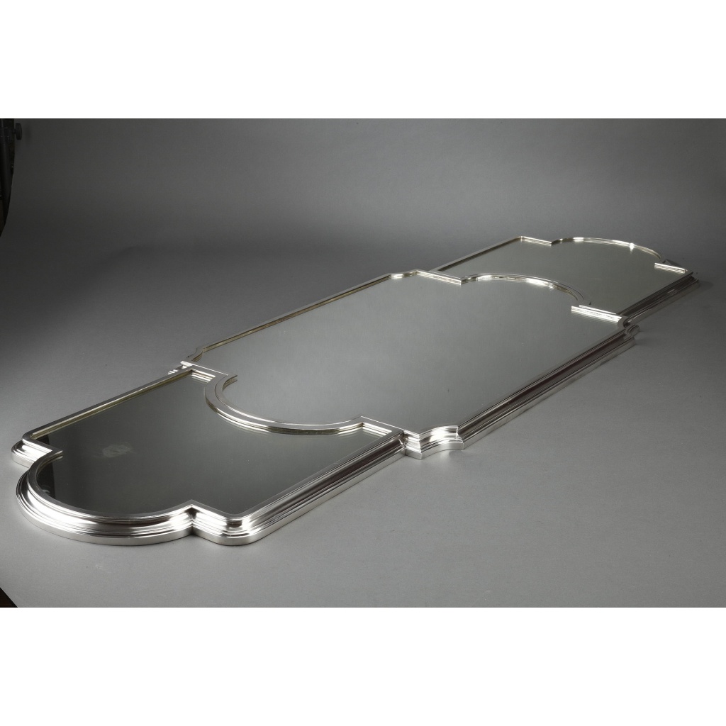 Surtout de table bronze argenté dans son coffre en chêne Fin XIXe 4