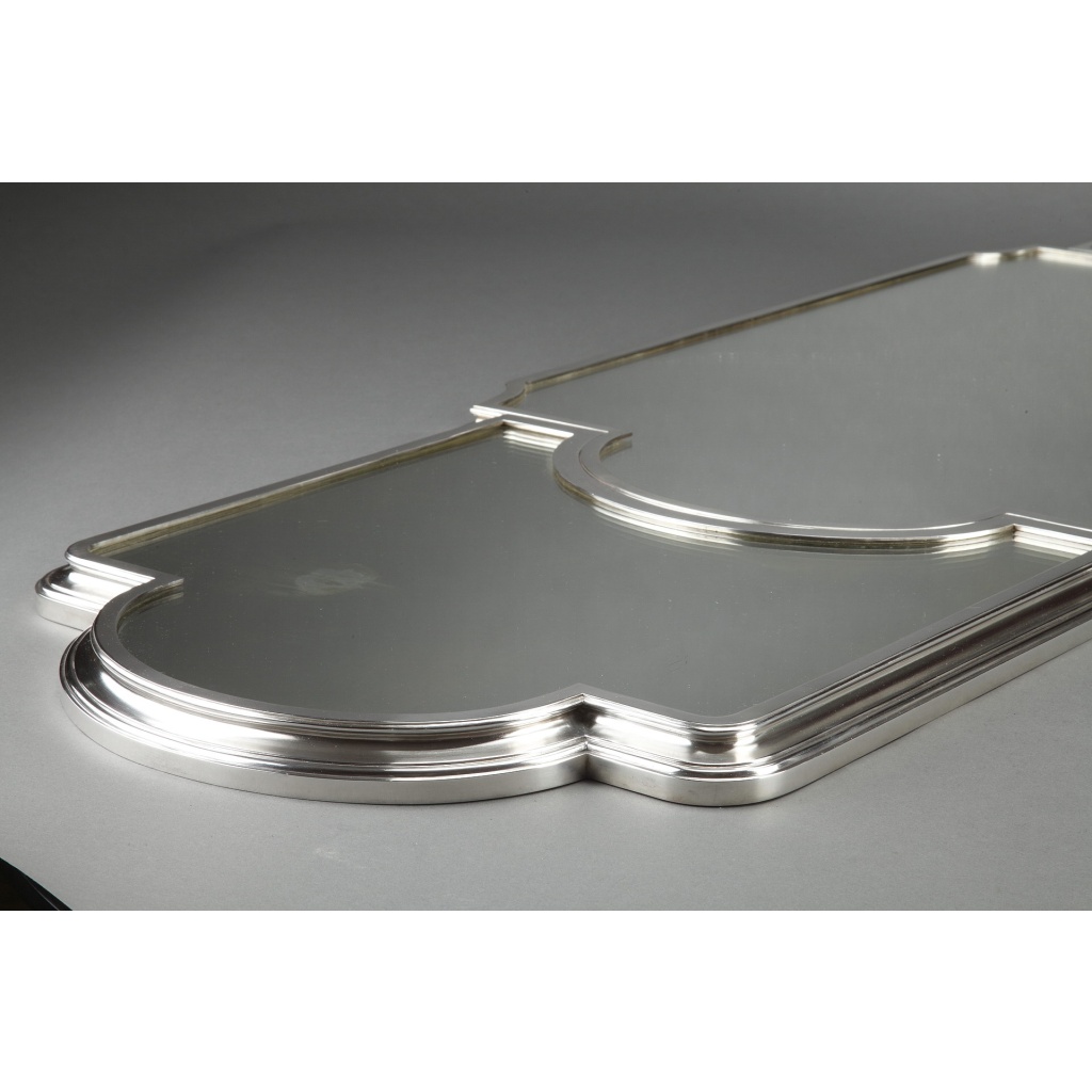 Surtout de table bronze argenté dans son coffre en chêne Fin XIXe 7