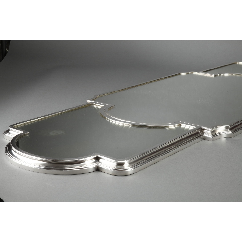 Surtout de table bronze argenté dans son coffre en chêne Fin XIXe 8