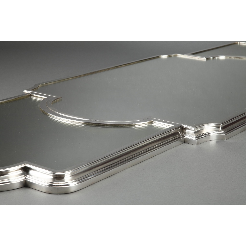 Surtout de table bronze argenté dans son coffre en chêne Fin XIXe 9