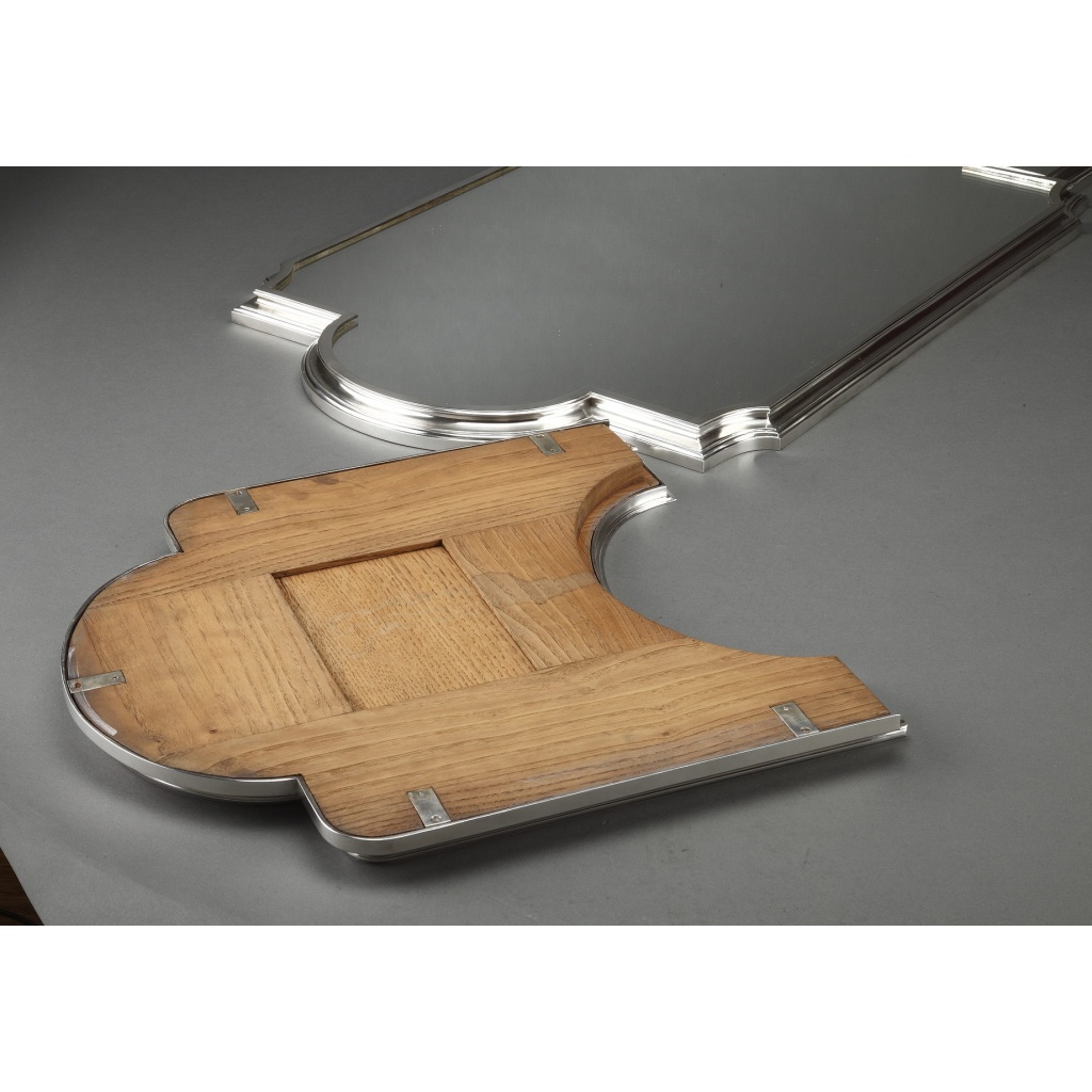 Surtout de table bronze argenté dans son coffre en chêne Fin XIXe 11