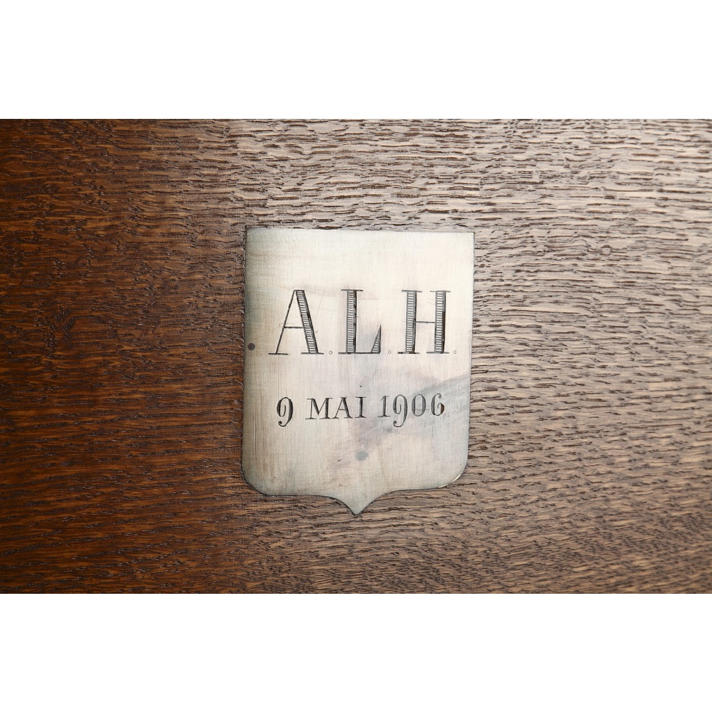 Surtout de table bronze argenté dans son coffre en chêne Fin XIXe 17