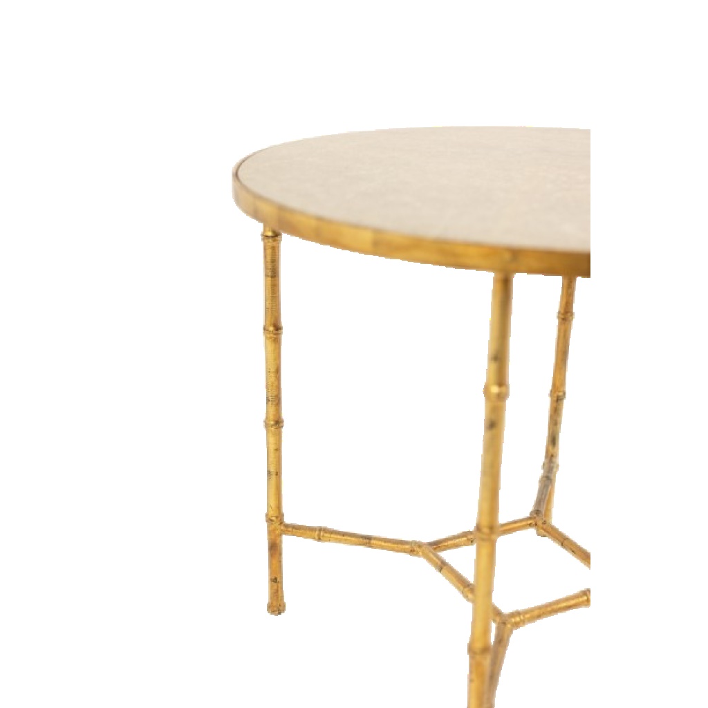 Guéridon. Piétement en métal doré et plateau en marbre gris. 20e siècle. 6