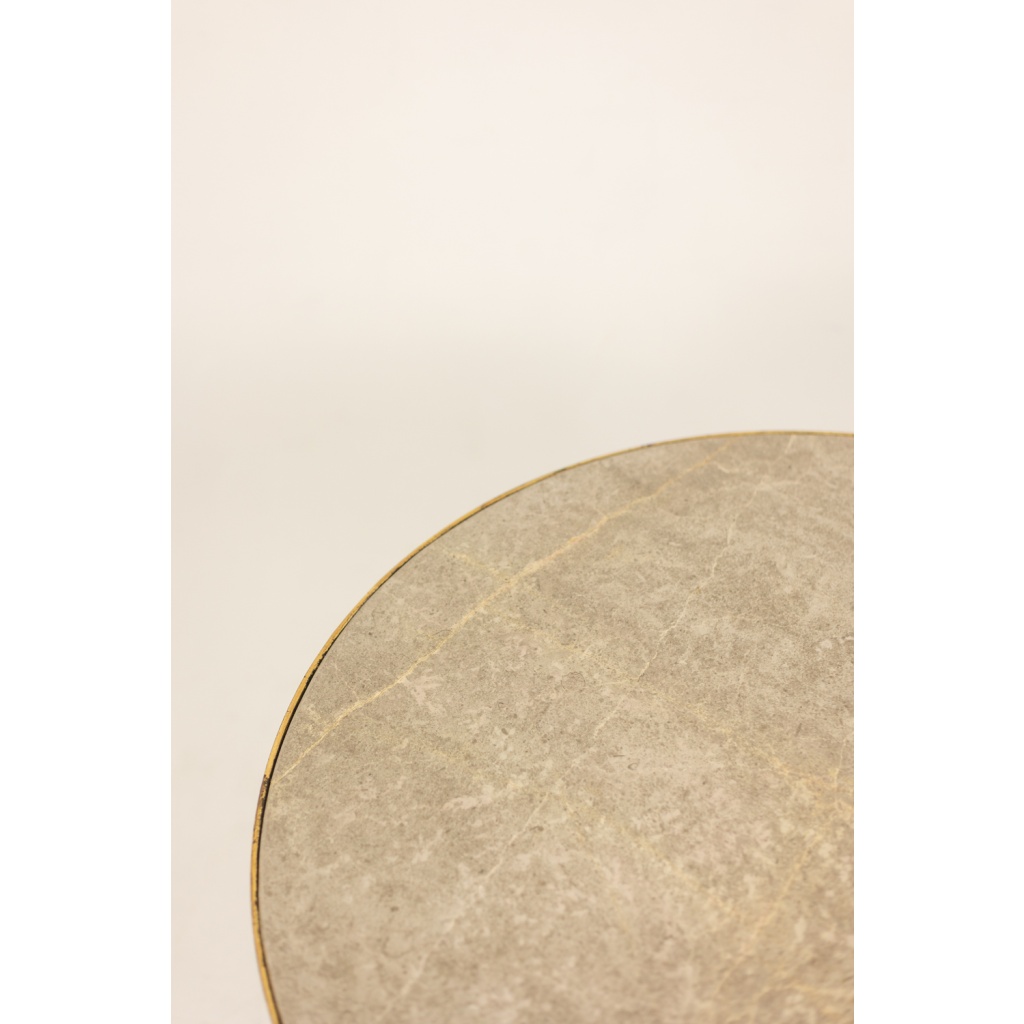 Guéridon. Piétement en métal doré et plateau en marbre gris. 20e siècle. 10