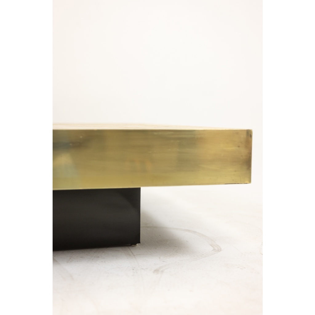 Table basse en marqueterie de paille et laiton. Contemporain 8