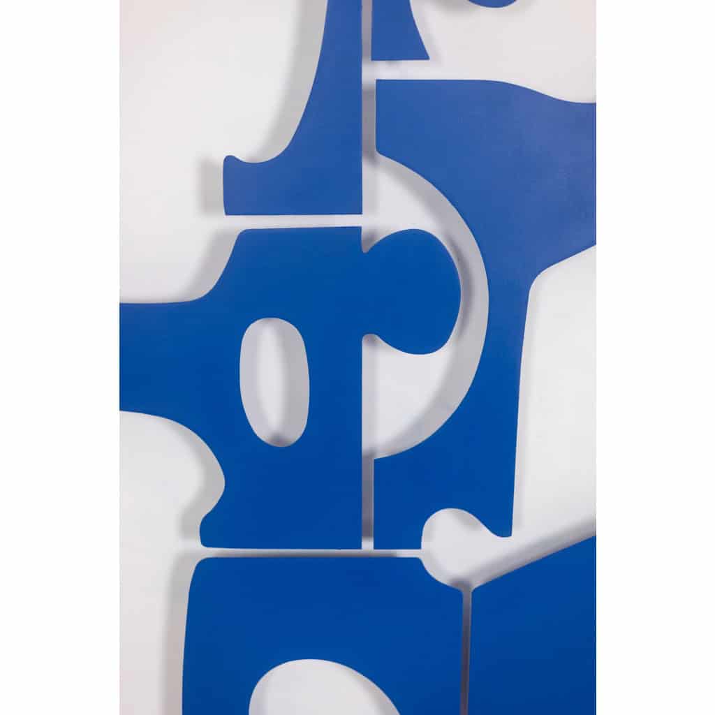 Antonine de Saint Pierre. Panneau Eva en métal laqué bleu marine. Contemporain 5