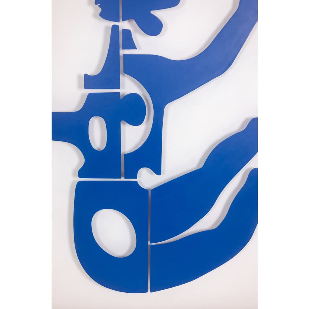 Antonine de Saint Pierre. Panneau Eva en métal laqué bleu marine. Contemporain 9