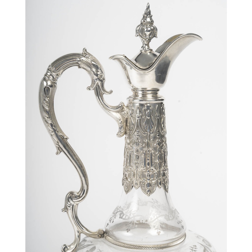 ARMAND GROSS – Paire d&rsquo;aiguières en cristal et argent massif fin XIXe 6