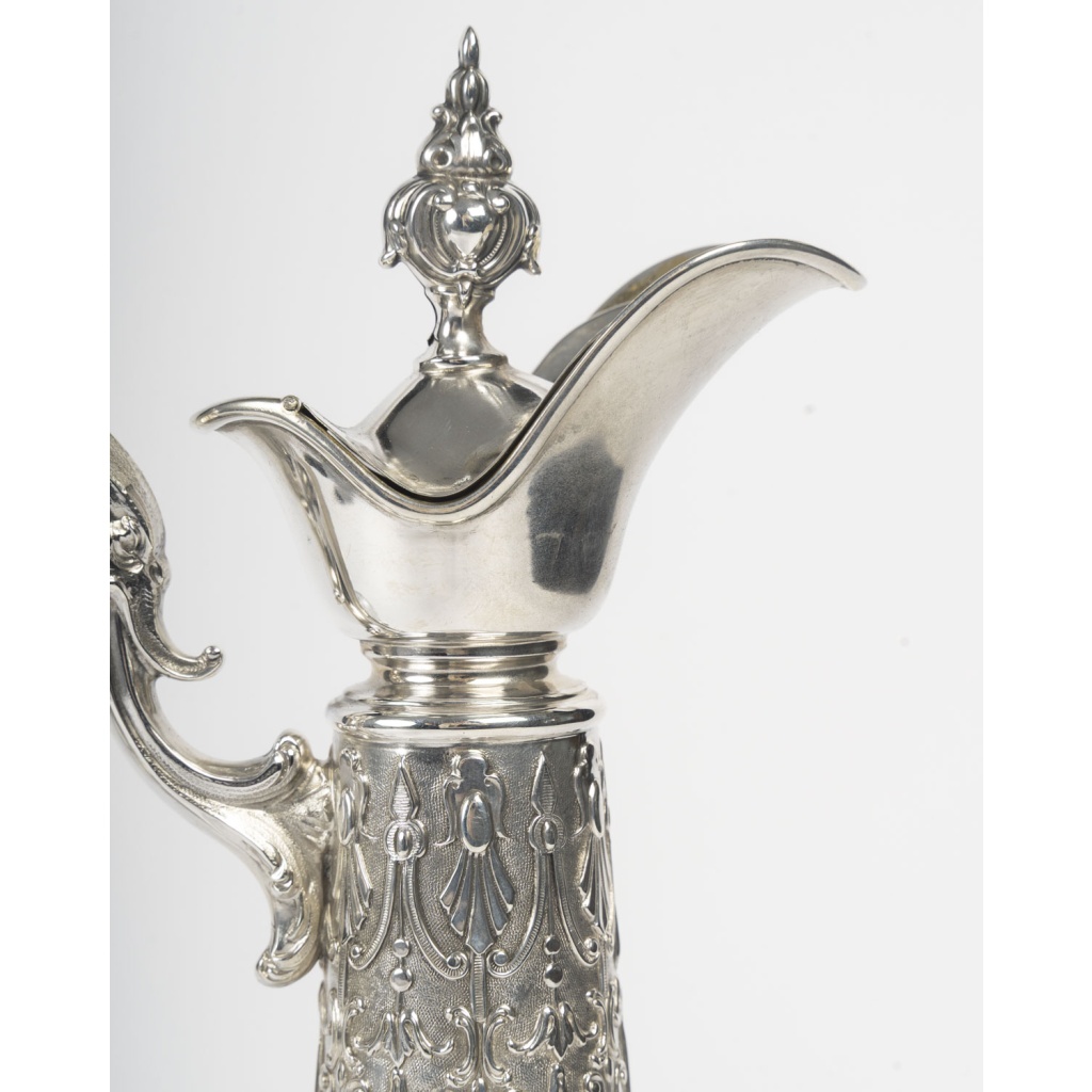 ARMAND GROSS – Paire d&rsquo;aiguières en cristal et argent massif fin XIXe 7