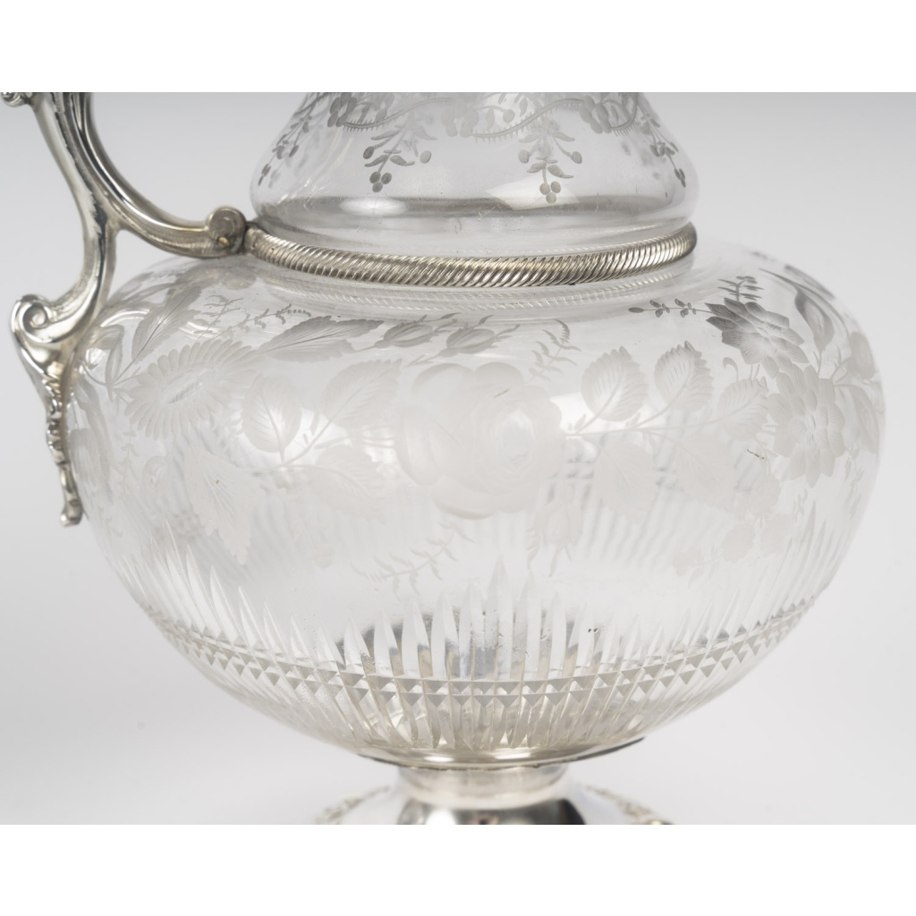 ARMAND GROSS – Paire d&rsquo;aiguières en cristal et argent massif fin XIXe 9