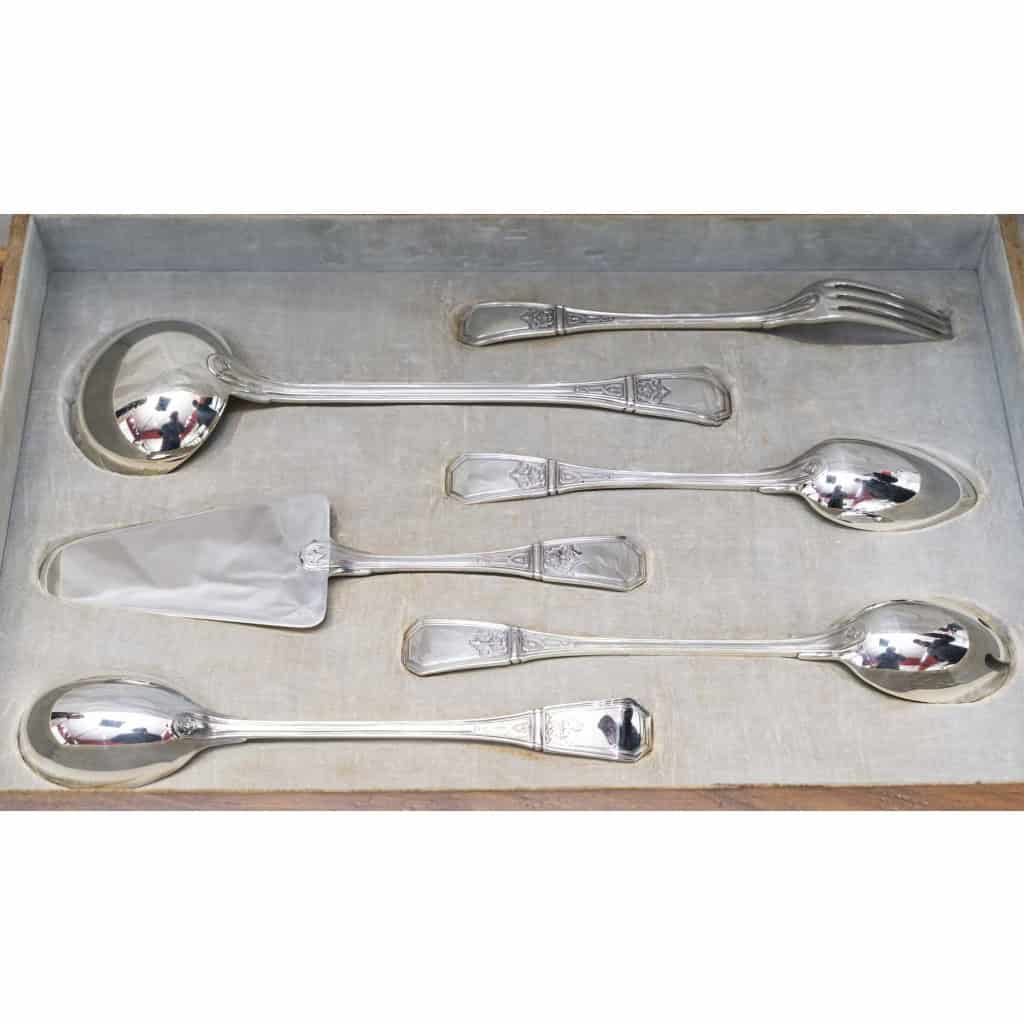 JEAN TETARD – C. CHRISTOFLE MENAGERE 144 PIECES « AUBUSSON » ARGENT MASSIF Epoque 1930 22