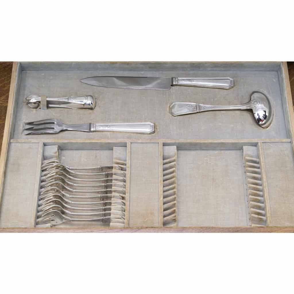 JEAN TETARD – C. CHRISTOFLE MENAGERE 144 PIECES « AUBUSSON » ARGENT MASSIF Epoque 1930 23