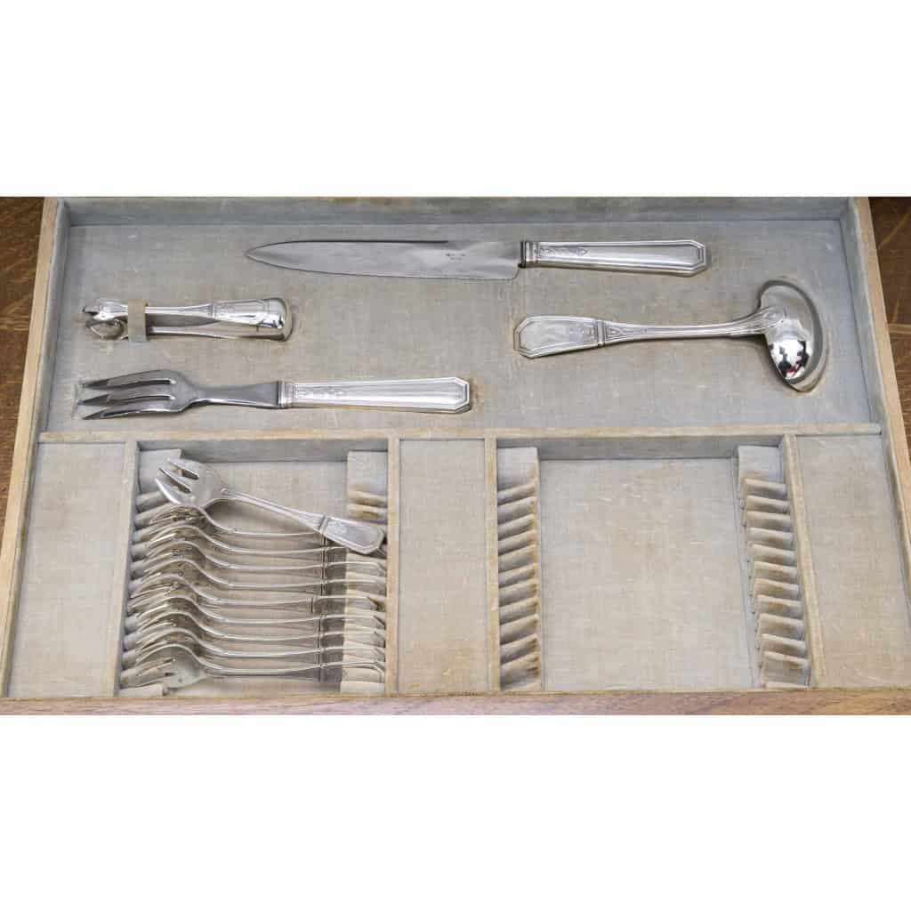 JEAN TETARD – C. CHRISTOFLE MENAGERE 144 PIECES « AUBUSSON » ARGENT MASSIF Epoque 1930 24