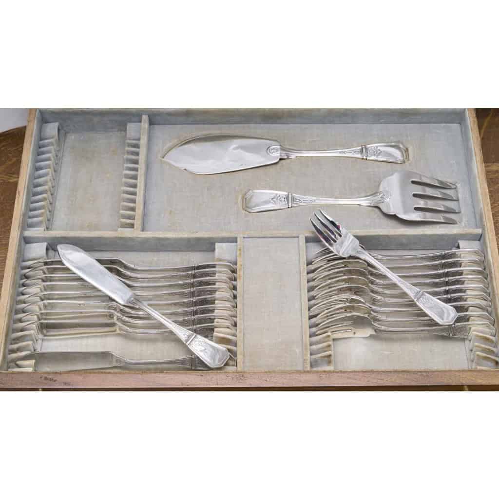 JEAN TETARD – C. CHRISTOFLE MENAGERE 144 PIECES « AUBUSSON » ARGENT MASSIF Epoque 1930 25