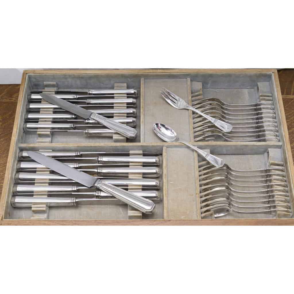 JEAN TETARD – C. CHRISTOFLE MENAGERE 144 PIECES « AUBUSSON » ARGENT MASSIF Epoque 1930 26