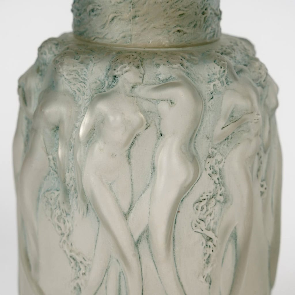 1920 René Lalique – Brûle Parfums Sirènes Verre Blanc Patiné Bleu 8