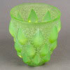 1927 René Lalique – Vase Rampillon Verre Vert Opalescent Peppermint Patiné Blanc 10