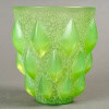 1927 René Lalique – Vase Rampillon Verre Vert Opalescent Peppermint Patiné Blanc 8