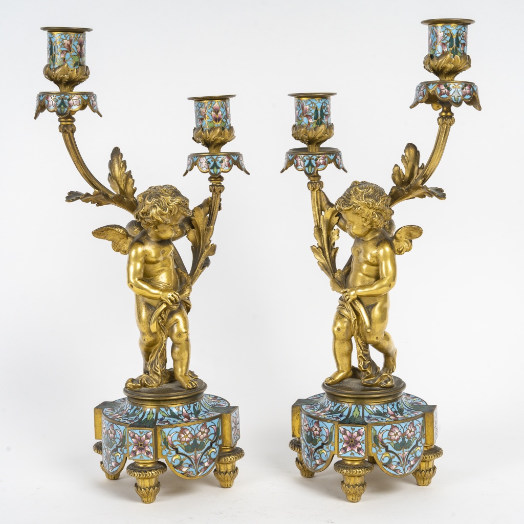 Garniture de cheminée en émail cloisonné, Circa 1860 9