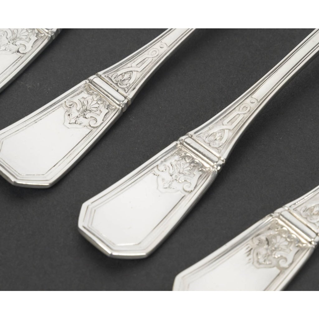 JEAN TETARD – C. CHRISTOFLE MENAGERE 144 PIECES « AUBUSSON » ARGENT MASSIF Epoque 1930 9