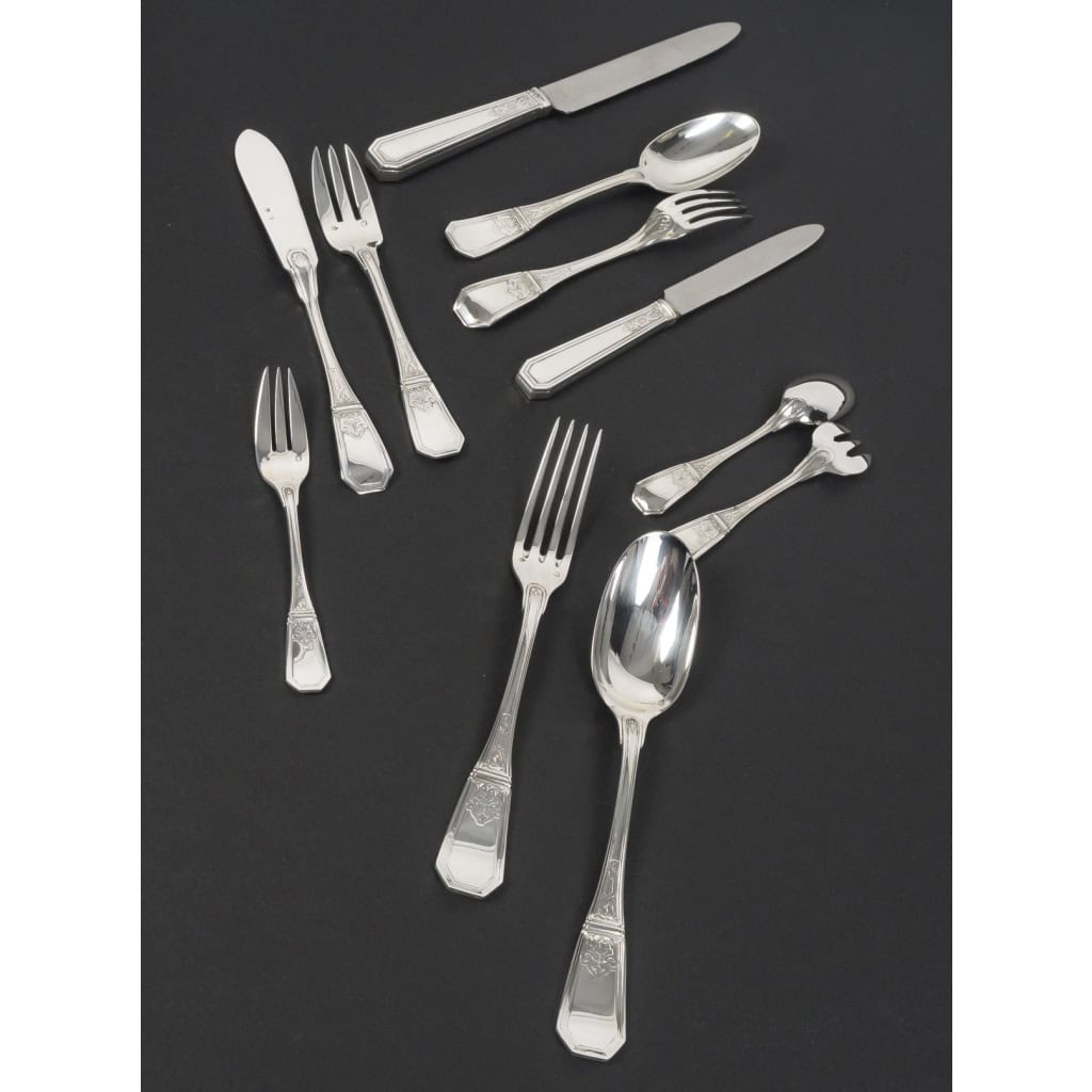 JEAN TETARD – C. CHRISTOFLE MENAGERE 144 PIECES « AUBUSSON » ARGENT MASSIF Epoque 1930 21