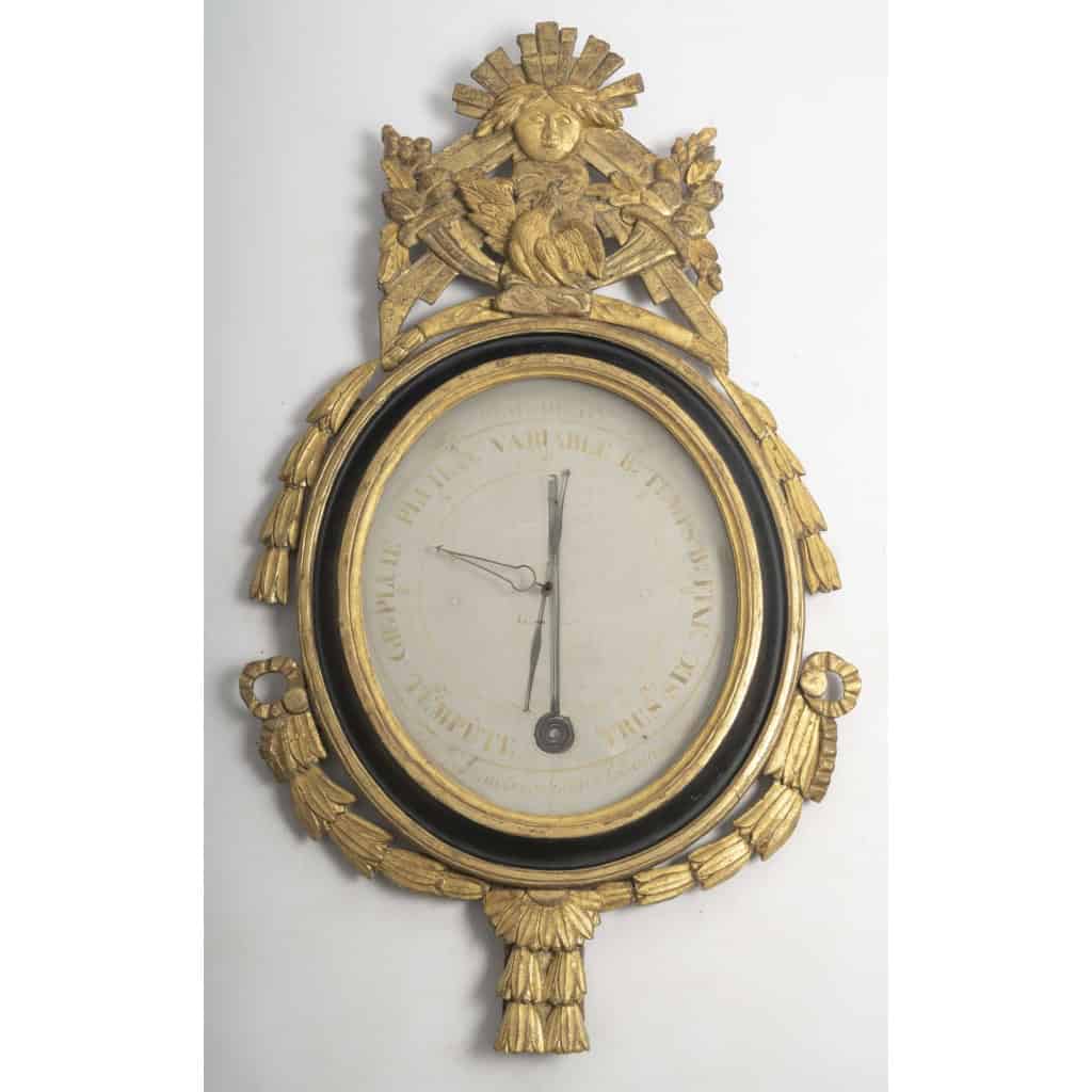 Baromètre-thermomètre « Le soleil levant », d&rsquo;époque Louis XVI (1774-1793). XVIIIème siècle. 3