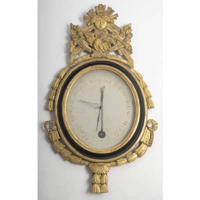Baromètre-thermomètre « Le soleil levant », d&rsquo;époque Louis XVI (1774-1793). XVIIIème siècle.