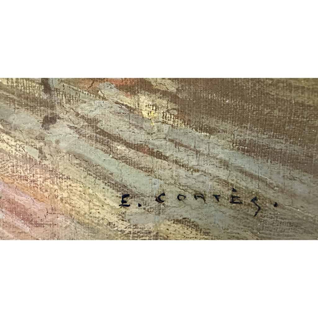 CORTES Edouard Paris Les Grands Boulevards la porte St Denis au crépuscule Huile sur toile signée Certificat du Comité 17