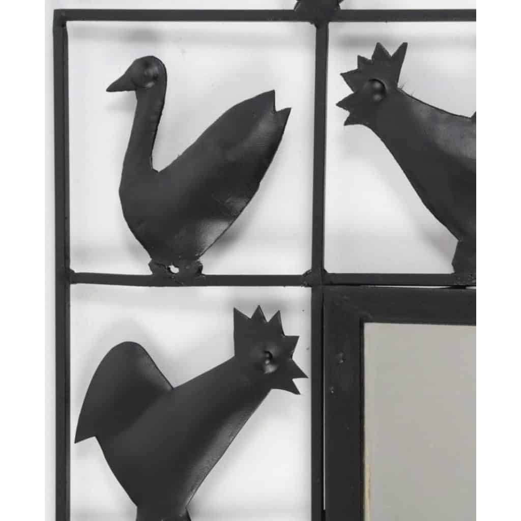1950, Miroir en fer forgé Atelier Marolles & Jean Touret 4