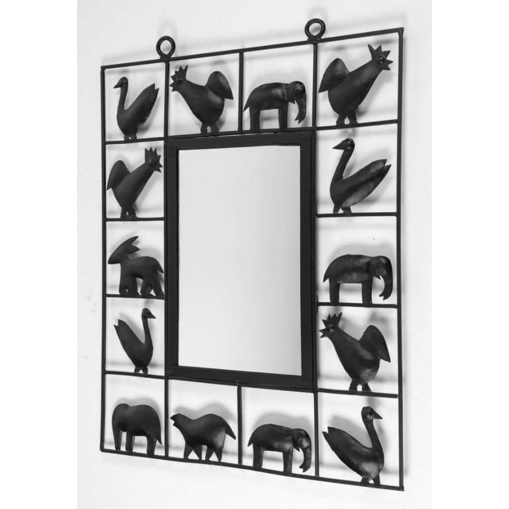 1950, Miroir en fer forgé Atelier Marolles & Jean Touret 5