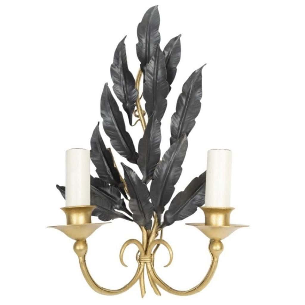 1960 Paire d&rsquo;appliques murales en laiton doré Maison Honoré 8