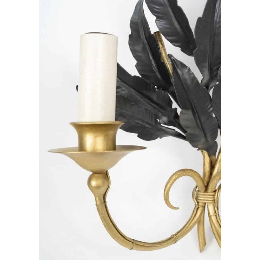 1960 Paire d&rsquo;appliques murales en laiton doré Maison Honoré 6
