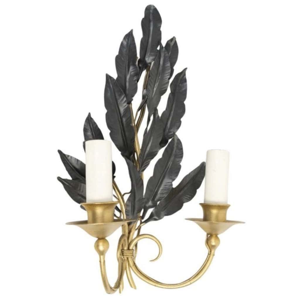 1960 Paire d&rsquo;appliques murales en laiton doré Maison Honoré 9