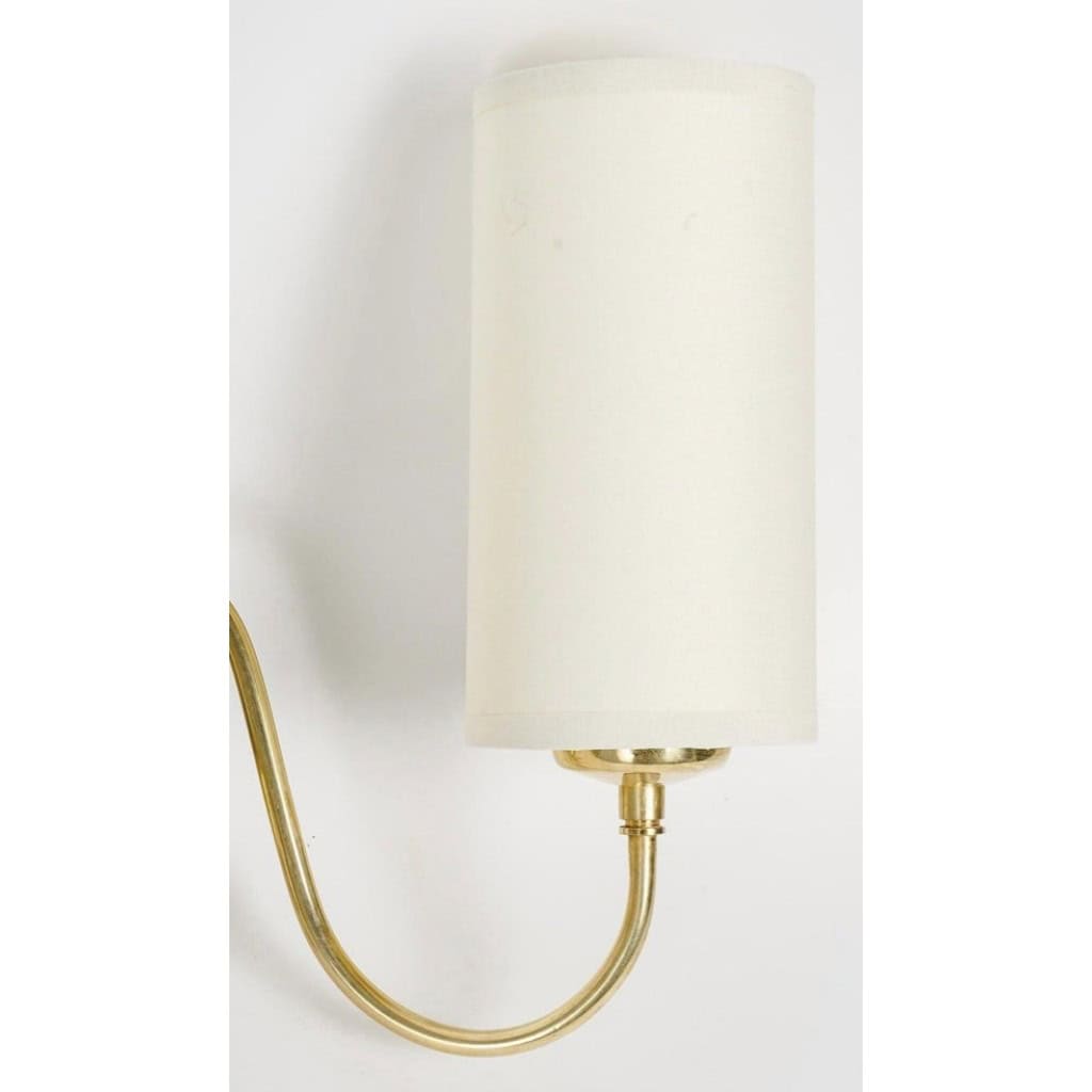 1960 Paire d&rsquo;appliques murales en laiton doré Maison Honoré 7