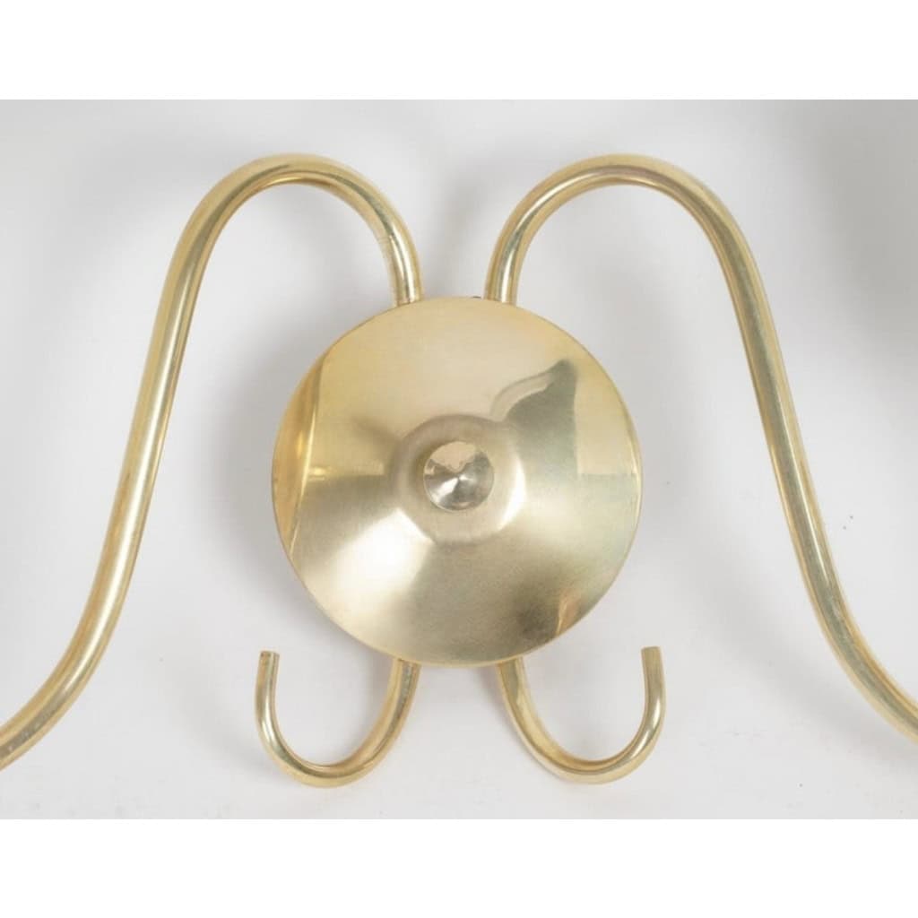 1960 Paire d&rsquo;appliques murales en laiton doré Maison Honoré 6