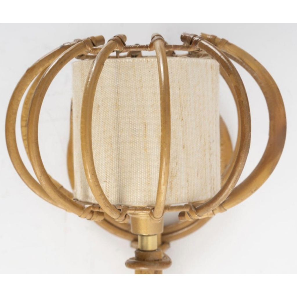 1950 Paire d’appliques murales en rotin par Louis Sognot. 9