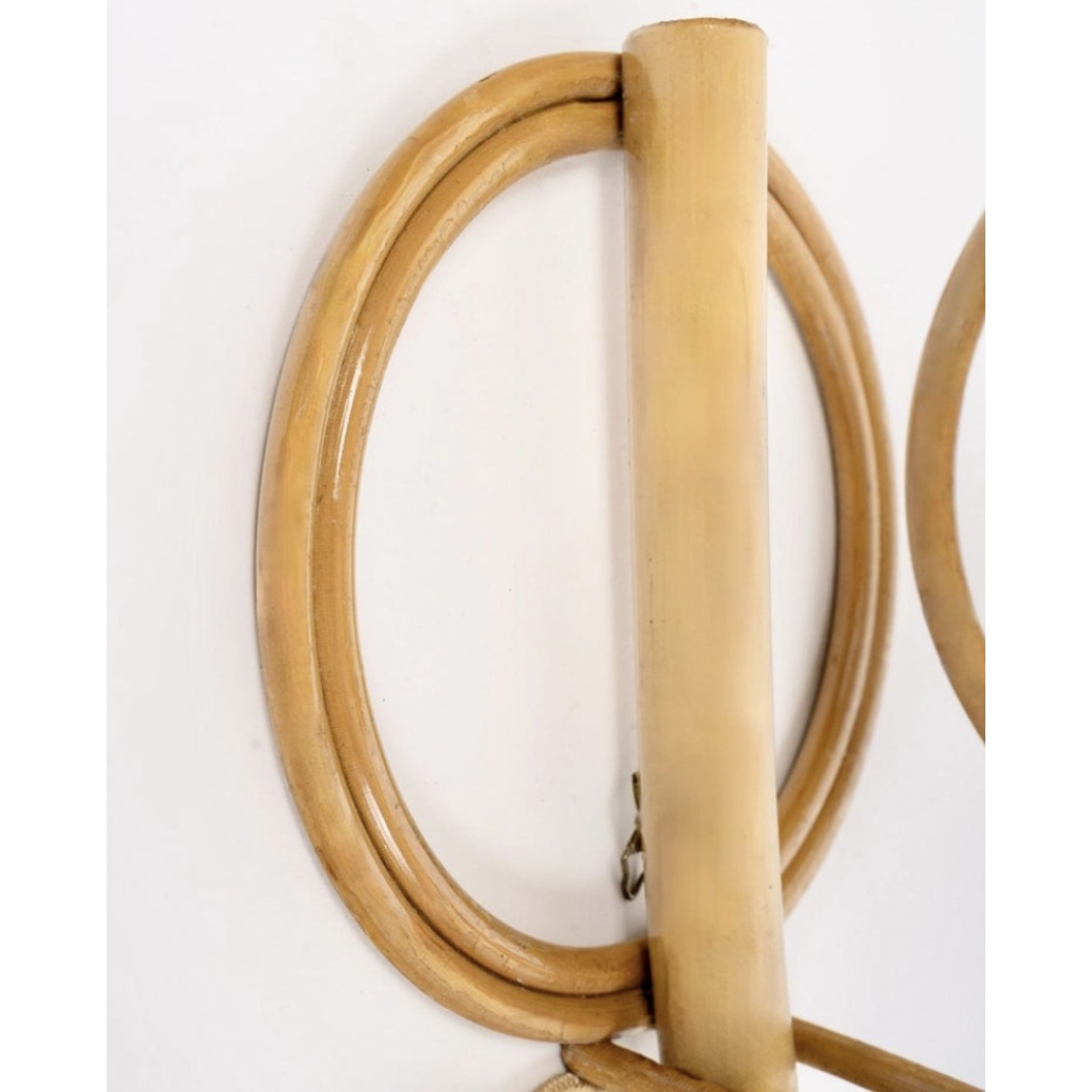 1950 Paire d&rsquo;appliques murales en rotin Louis Sognot 6