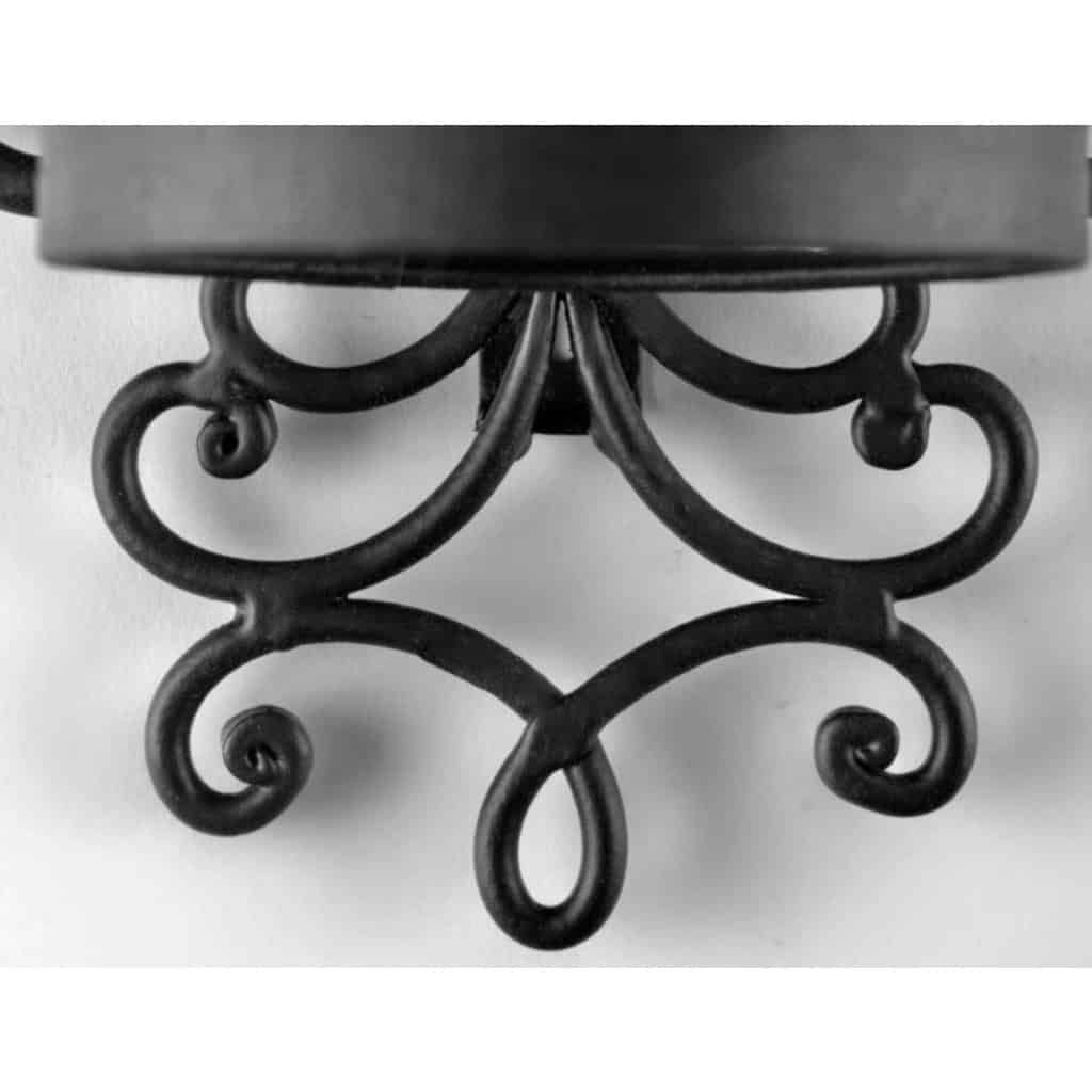 1960 Paire d&rsquo;appliques murales en fer forgé Maison Honoré 6