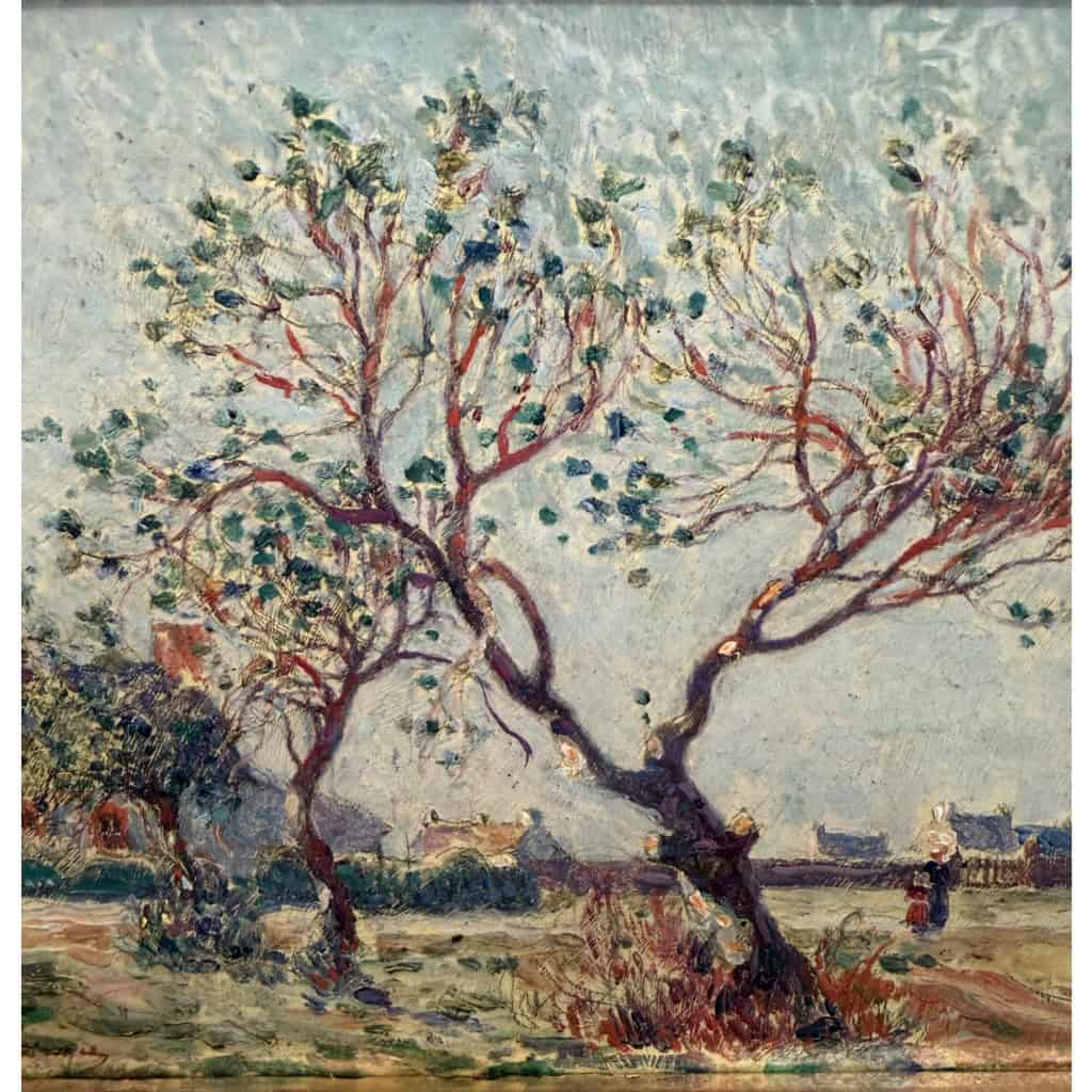 DU PUIGAUDEAU Ferdinand Peinture de bretagne Maisons en Brière Huile signée Certificat d&rsquo;authenticité 8