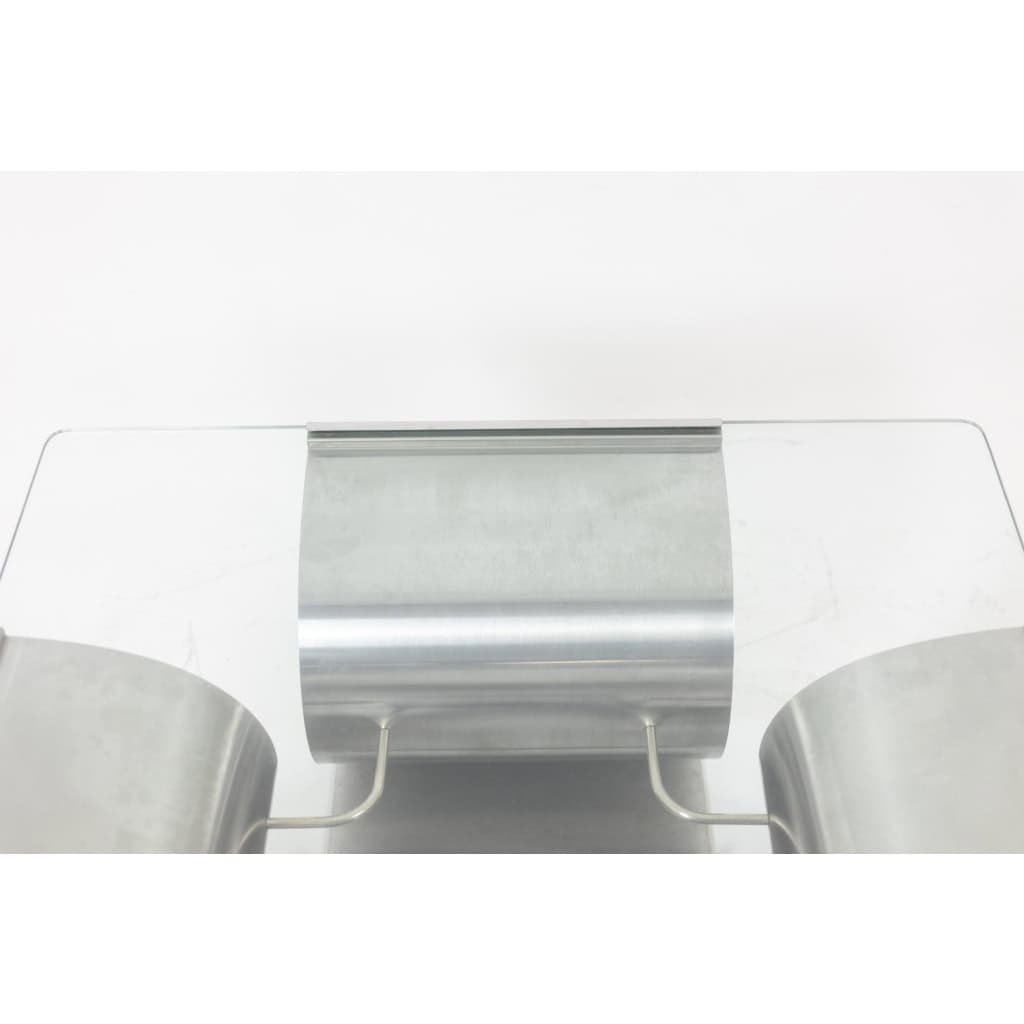 François Monnet, pour Kappa . Table basse acier brossé et verre. 1970 5