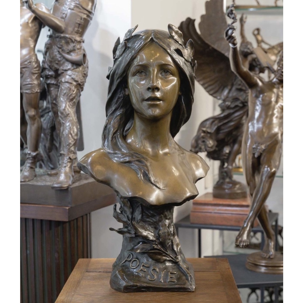 Sculpture – Poésie , Henri Godet (1863-1937) – Bronze 3