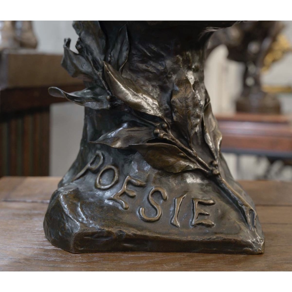 Sculpture – Poésie , Henri Godet (1863-1937) – Bronze 9