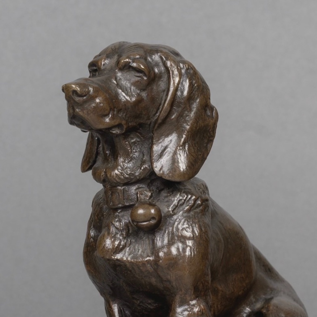 Sculpture – Basset Assis (Ravageot) , Emmanuel Frémiet (1824 -1910) – Bronze 6