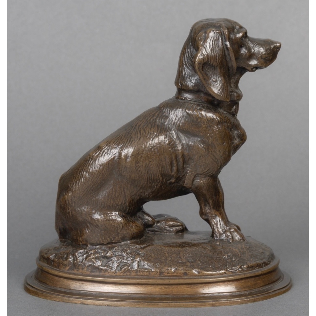 Sculpture – Basset Assis (Ravageot) , Emmanuel Frémiet (1824 -1910) – Bronze 9