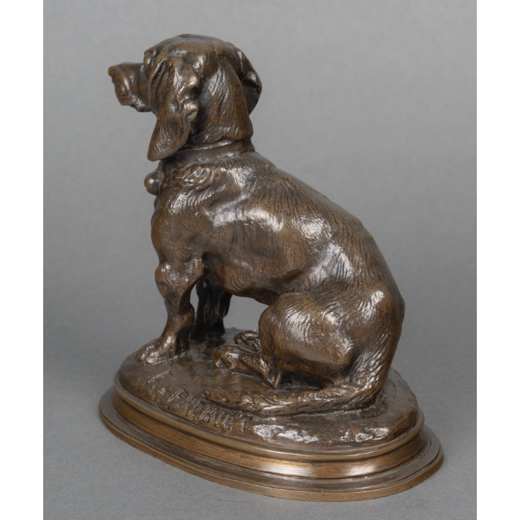 Sculpture – Basset Assis (Ravageot) , Emmanuel Frémiet (1824 -1910) – Bronze 11